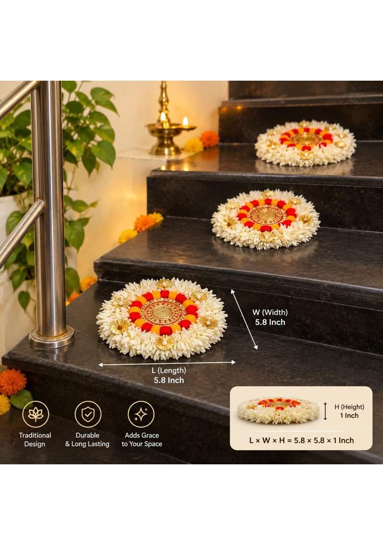 Ananyas Creation Decorative Rangoli Floor Gajra Pompom 10 Pc for Stairs and Home - Indya