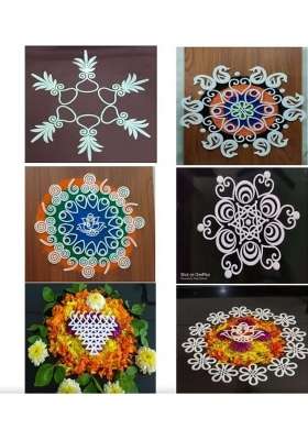 Traditional Polymer White Sanskar Bharti Rangoli Set of 9