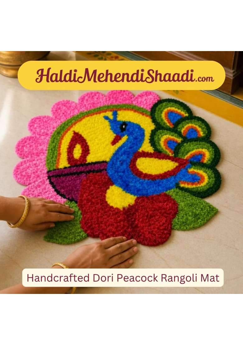 Haldi Mehendi Shaadi Readymade Rangoli Mat 58 Point 42CM for Diwali Decoration - Indya