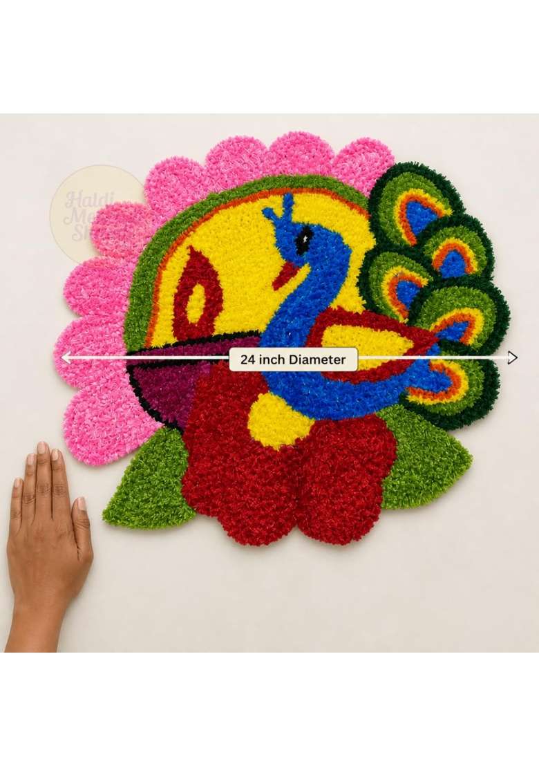 Haldi Mehendi Shaadi Readymade Rangoli Mat 58 Point 42CM for Diwali Decoration - Indya