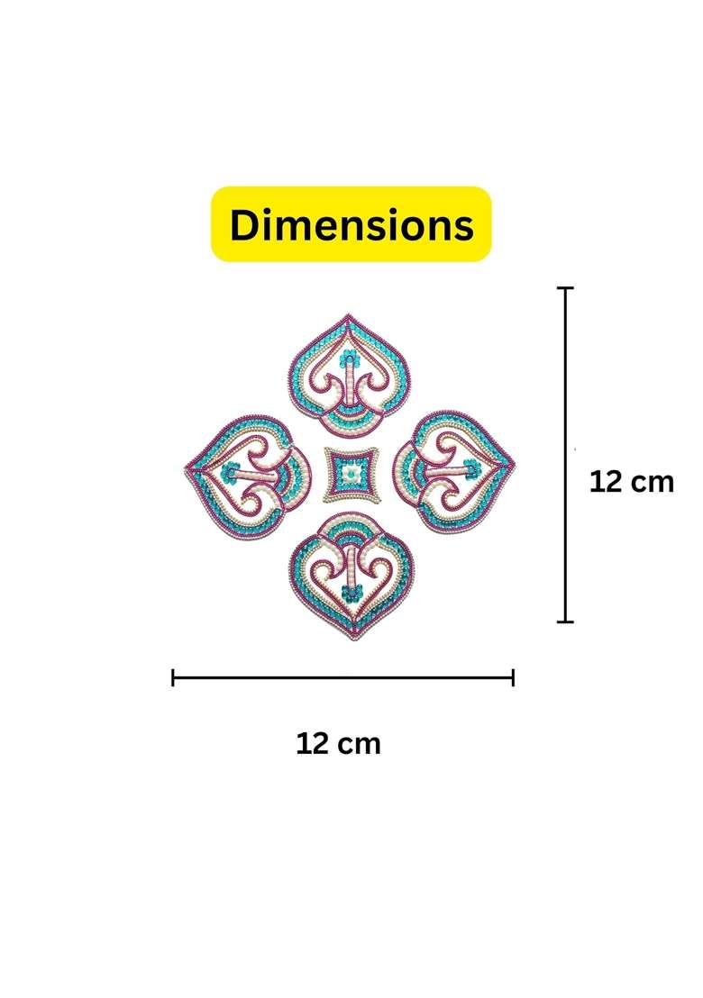 Aabhaas Multicolour Design Acrylic Kundan Diya Rangoli Handcrafted Decorative Rangoli for Floor Wall and Table - Indya