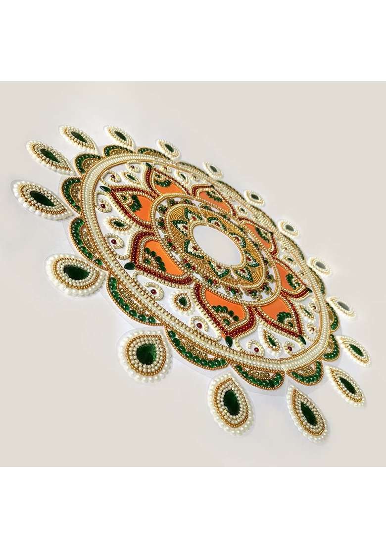Aabhaas Design Multicolour Designer Fancy Acrylic Rangoli Flower Shape Handcrafted Decorative Diwali - Indya