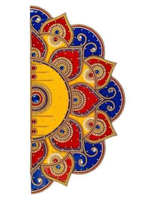 Multicolour Ready to Use Acrylic Rangoli 24 by 12 Inches Decor for Ganesh Chaturthi