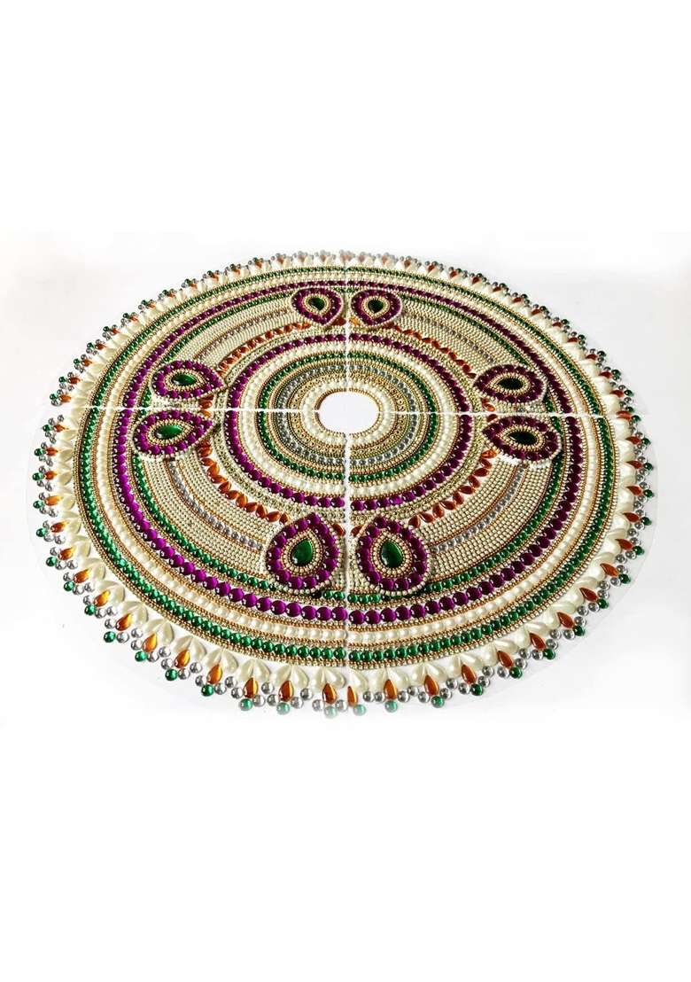 Aabhaas Design Multicolour Designer Fancy Acrylic Rangoli Flower Shape - Indya