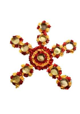 Aabhaas Design Multicolour Handcrafted Acrylic Kundan Rangoli Set with Diya