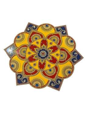 Multicolour Ready to Use Kundan Rangoli 20 Inches Heavy Work Acrylic Base