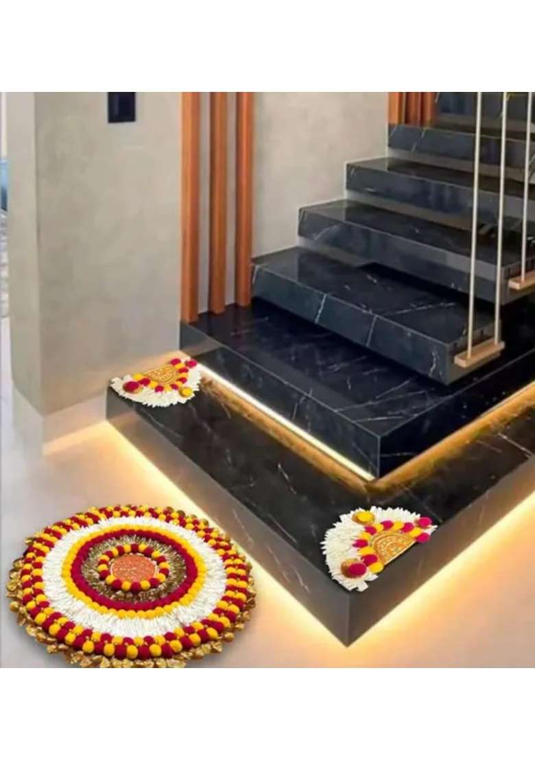 Sanvatsar Traditional Diwali Rangoli Set with Brass Diya Stand - Indya