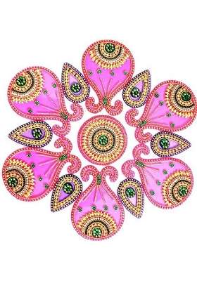 BDS Creations 019 Multicolour Designer Handcrafted Decorative Diwali Rearrangable Kundan Rangoli for Floor