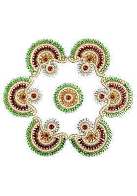 Aabhaas Multicolor Kundan Studded Handcrafted Decorative Rangoli Set for Floor Decoration Table Decorations