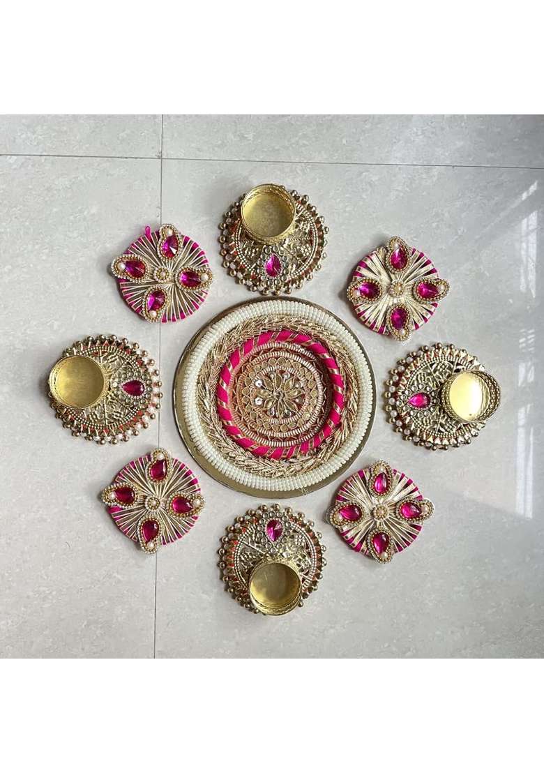 Aabhaas Design Multicolour Traditional Handcrafted Decorative Ethnic Designer Rangoli Set Floor Wall Table - Indya