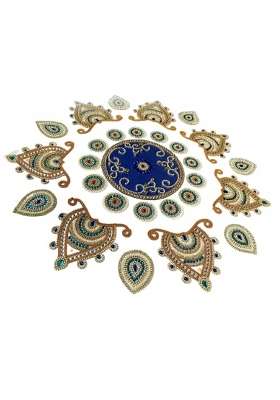 Aabhaas Design Multicolour Designer Fancy Acrylic Rangoli Flower Shape