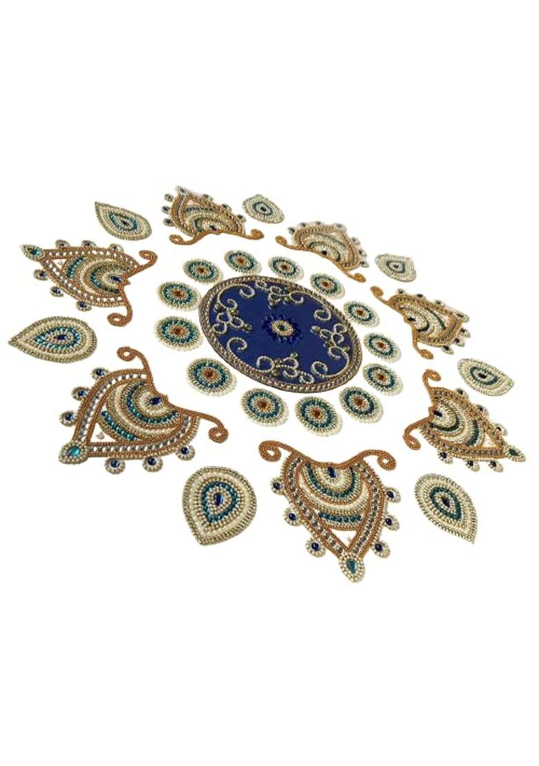 Aabhaas Design Multicolour Designer Fancy Acrylic Rangoli Flower Shape - Indya