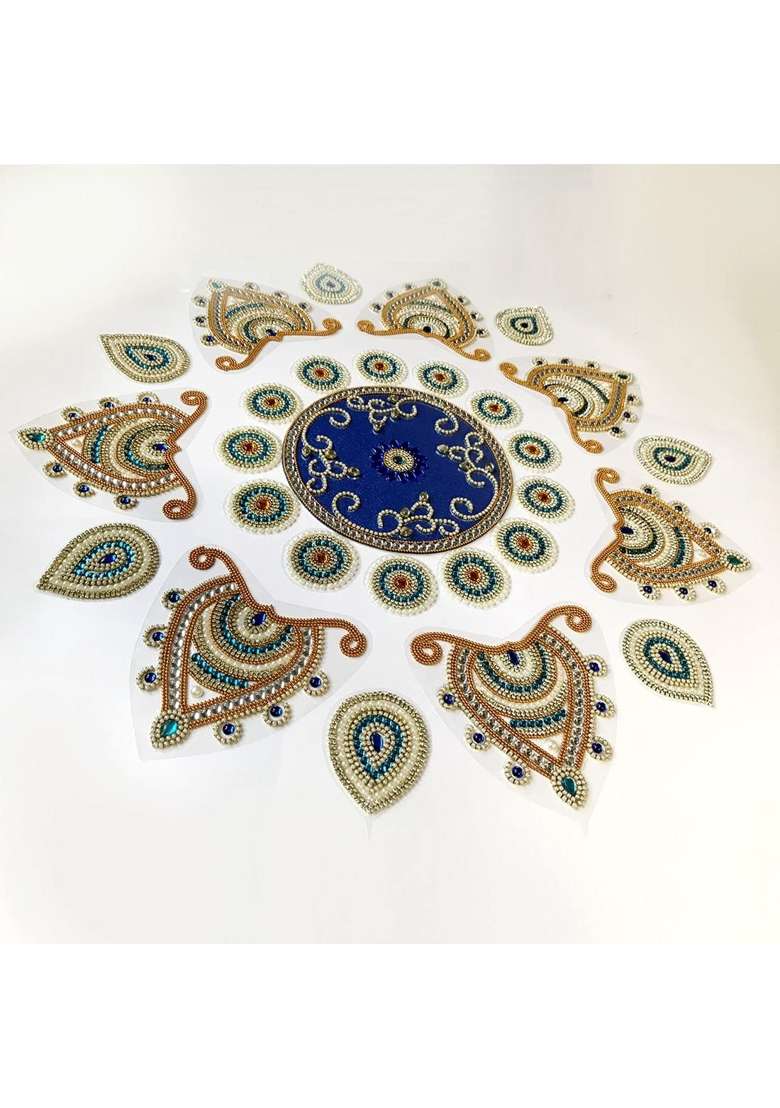 Aabhaas Design Multicolour Designer Fancy Acrylic Rangoli Flower Shape - Indya