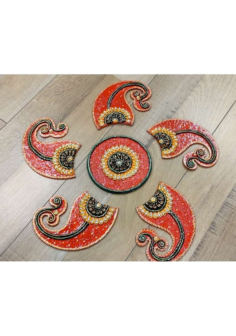 Mishita Collections Red Wooden Handcrafted Decorative Kairi Mango Shape - Indya