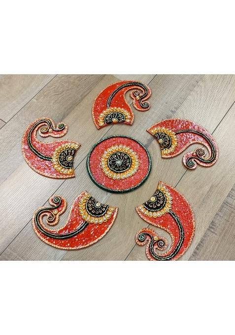 Mishita Collections Red Wooden Handcrafted Decorative Kairi Mango Shape