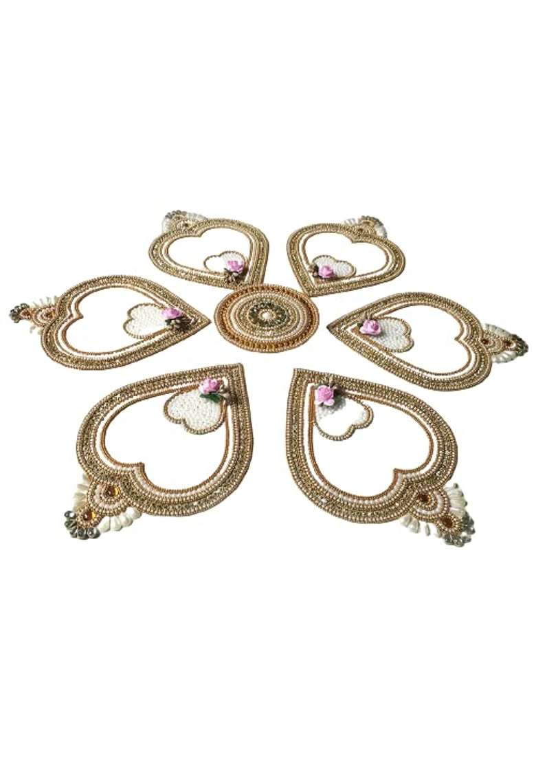 Aabhaas Design Multicolour Designer Fancy Acrylic Rangoli Flower Shape - Indya