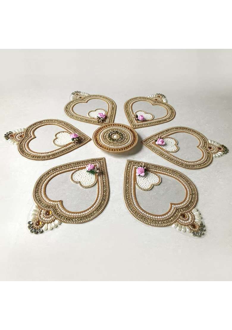 Aabhaas Design Multicolour Designer Fancy Acrylic Rangoli Flower Shape - Indya