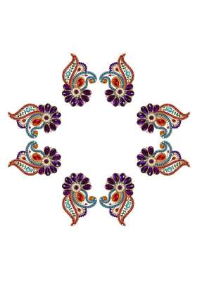 Aabhaas Multicolor Kundan Studded Handcrafted Decorative Rangoli Set for Floor Decoration Table Decorations