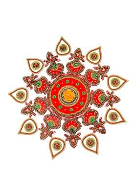 Kriwin Red XL Size Acrylic Reusable Handcrafted Decorative Rangoli 19Pcs Set Intricate Designs