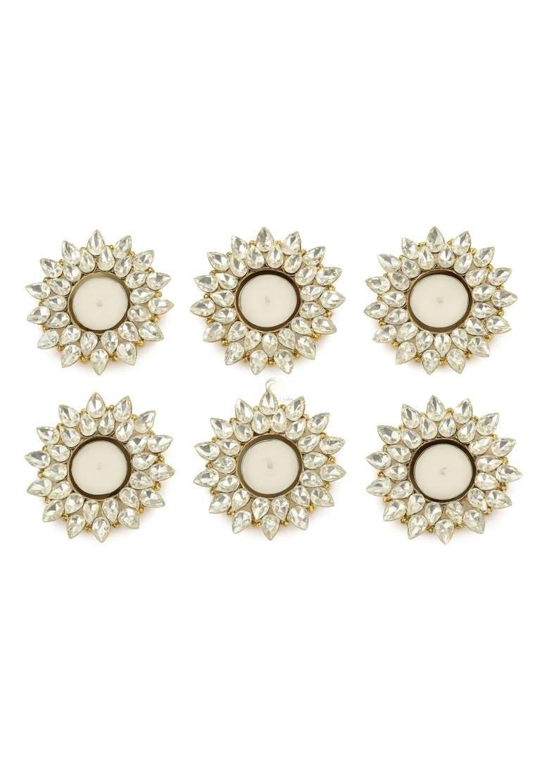 Arrakasta Crafts Decorative Diwali Tealight Candle Holders Set of 6 - Indya
