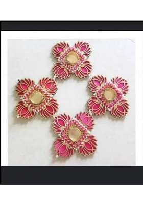 Aabhaas Design Multicolour Handmade Floor Decoration Resuable Rangoli Diwali Diye 06 Pack of 1