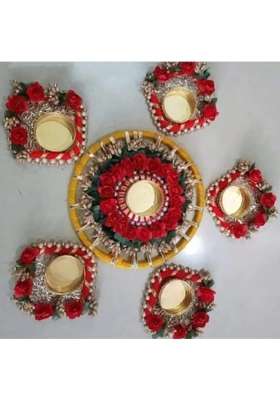 Aabhaas Design Multicolour Handmade Floor Decoration Resuable Rangoli Diwali Diye 03 Pack of 1