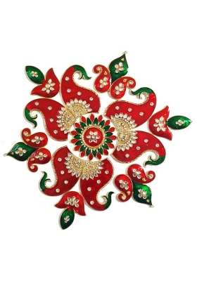 Kala Samarpan Multicolour Metal Rangoli with Centerpiece for Hall Entrance 11x11 Inch Festivals