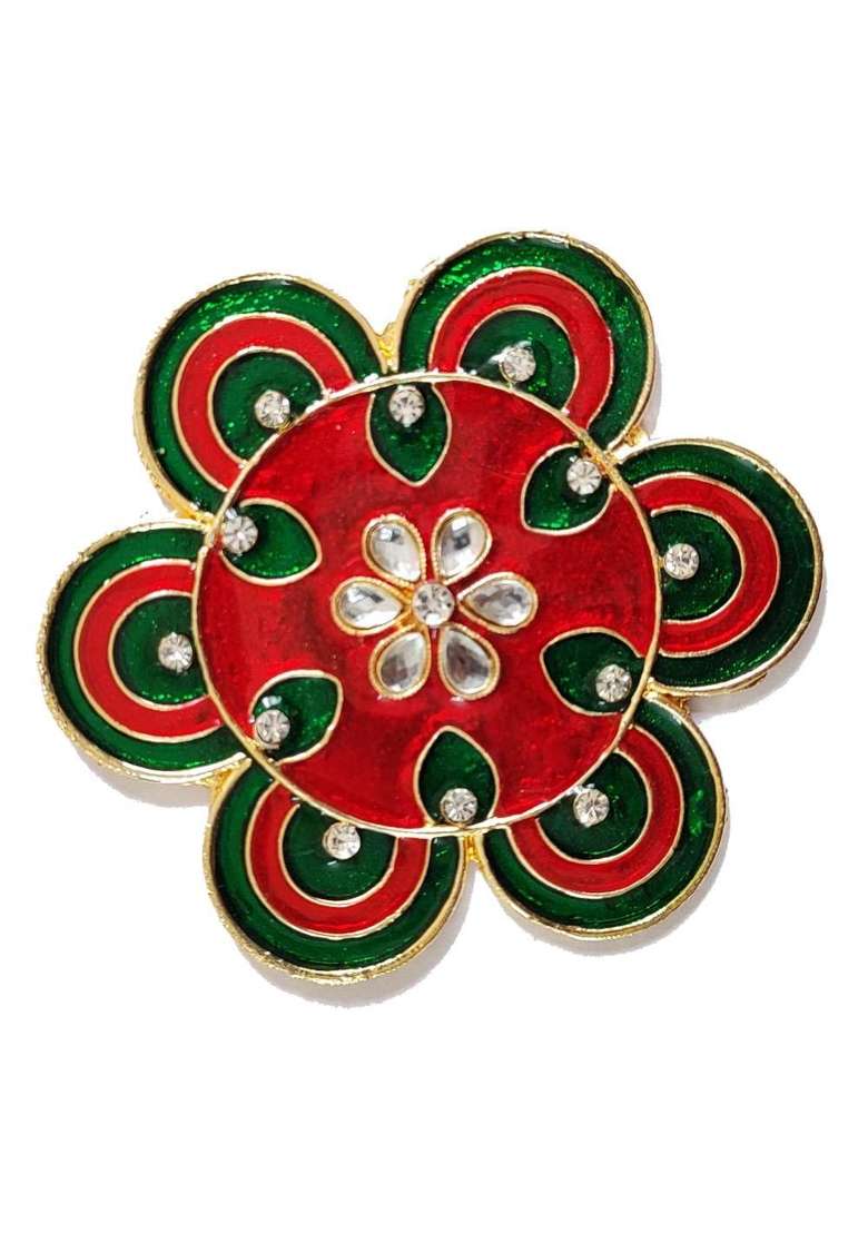 Kala Samarpan Multicolour Metal Rangoli with Centerpiece for Hall Entrance 11x11 Inch Festivals - Indya