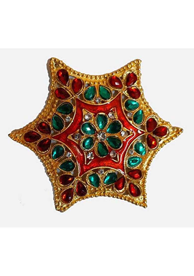 Kajal Enterprises 2 Faced Peacock and Lotus Metal Rangoli Set for Decoration Metal D Cor Piece for Table Wall - Indya