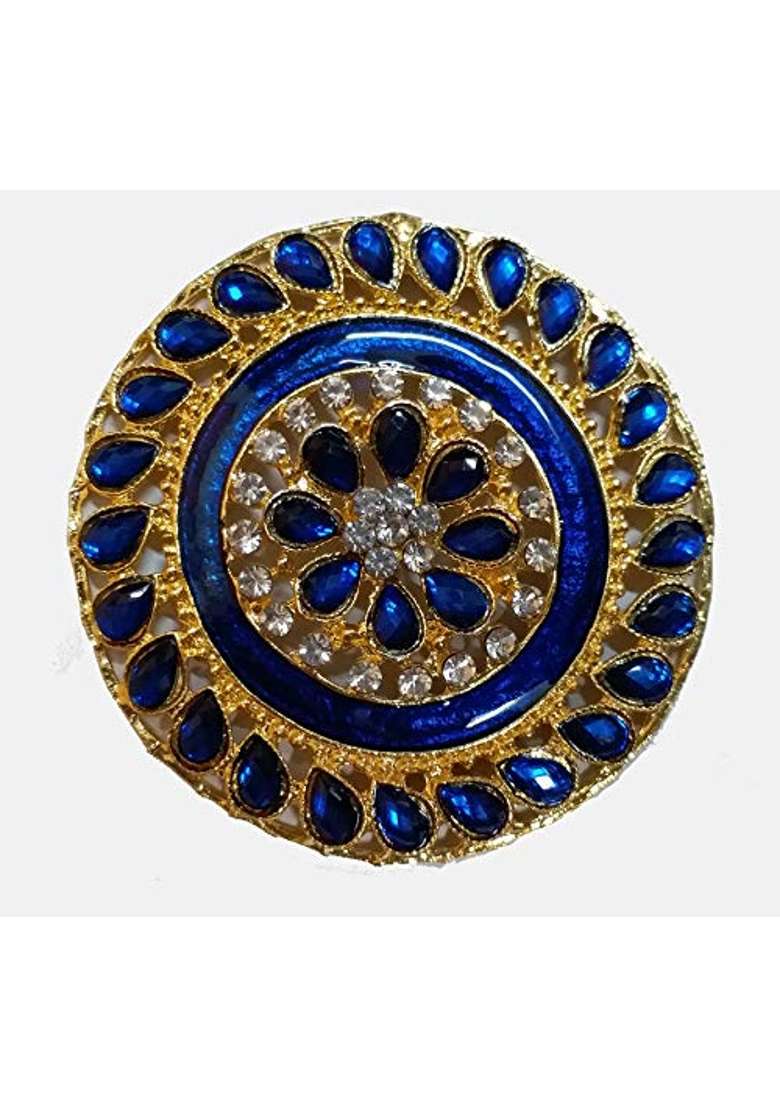 Multicolour Kajal Enterprises Peacock Shaped Round Metal Rangoli Set for Decoration Peacock D Cor Pieces - Indya