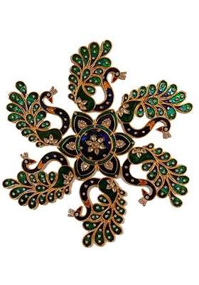 Multicolour Kajal Enterprises Peacock Feather Metal Rangoli Set for Decoration Peacock Metal D Cor Piece