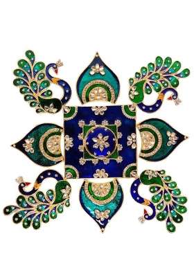 Multicolour Kajalenterprises Peacock Rangoli Set for Decoration Metal D Cor Piece for Table Wall