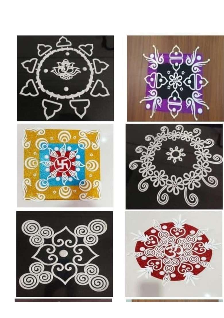 Traditional Polymer White Sanskar Bharti Rangoli Set of 12 - Indya