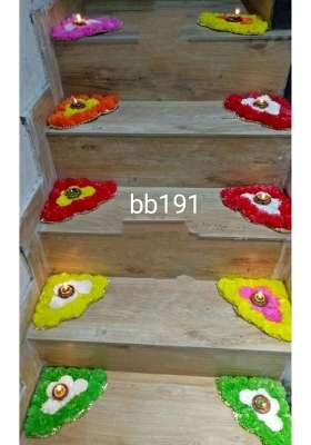 BDS Creations Artificial Marigold Flower Cornor Decoration Rangoli Canvas with Tealights Candles
