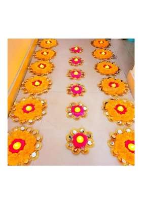 Jsg Handmade Decorative Rangoli Flower Pattern Diwali Decoration Set of 18