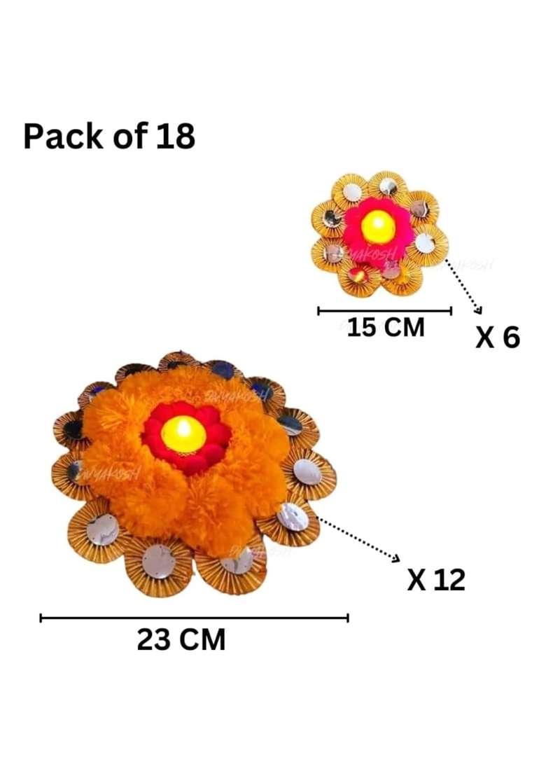 Jsg Handmade Decorative Rangoli Flower Pattern Diwali Decoration Set of 18 - Indya