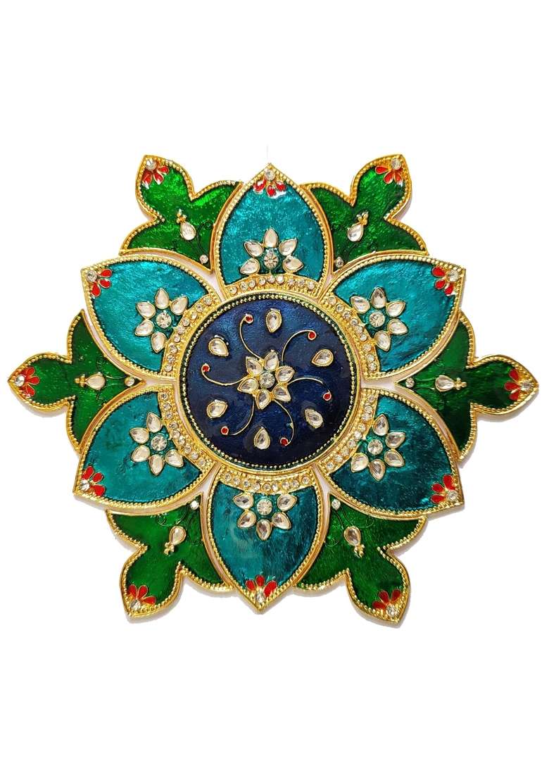 Kala Samarpan Red Green Piece Foldable Metal Rangoli Decorative Metal Rangoli for Home Dcor Multicolor - Indya