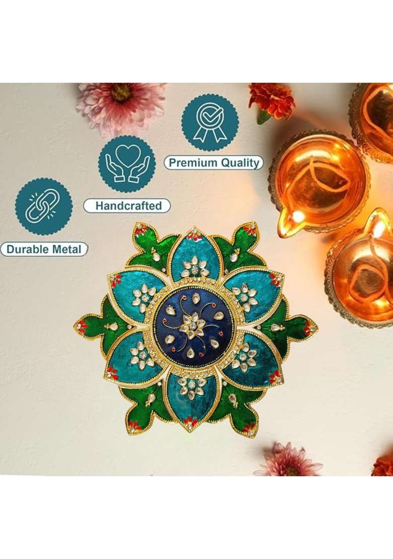 Kala Samarpan Red Green Piece Foldable Metal Rangoli Decorative Metal Rangoli for Home Dcor Multicolor - Indya