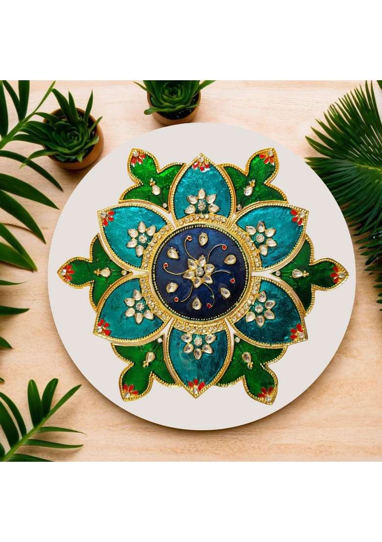 Kala Samarpan Red Green Piece Foldable Metal Rangoli Decorative Metal Rangoli for Home Dcor Multicolor - Indya