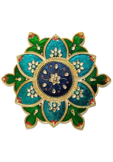 Kala Samarpan Red Green Piece Foldable Metal Rangoli Decorative Metal Rangoli for Home Dcor Multicolor