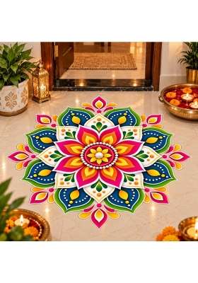 MY Seller Club Multicolor Mandala Rangoli Floor Sticker