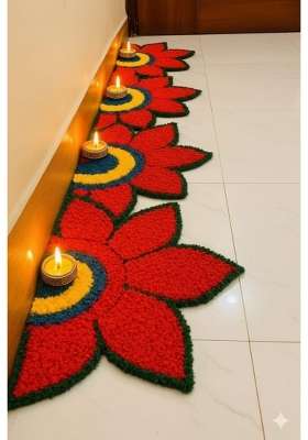 Gurukrupa Shoppy Artificial Flower Wedding Haldi Platter Decoration Petal Rangoli Mat Traditional Pack of 12