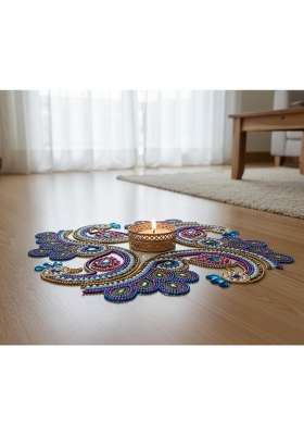 Aabhaas Design Multicolour Designer Look Acrylic Peacock Rangoli for Diwali Decoration