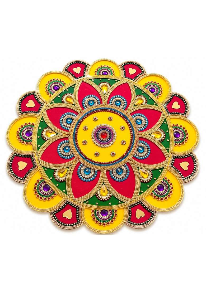 Multicolour Har Collection Handmade Acrylic Rangoli for Home Decor 18 Inch - Indya