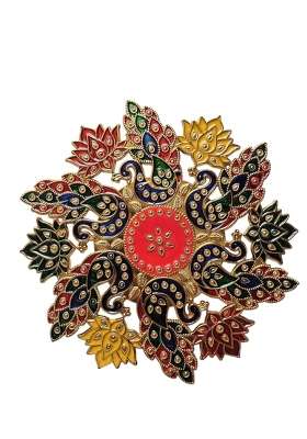 SK Craft Silver Acrylic Meenakari Rangoli Traditional Decorative Rangoli for Diwali Pooja
