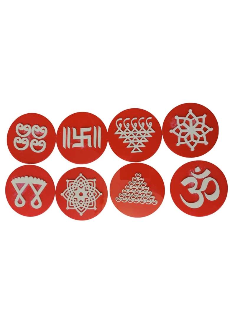 Gurukrupa Shoppy Light Pink Floral Rangoli Base 12IN Haldi Decor 1 Plus Acrylic Rangoli Pooja Room Festive - Indya
