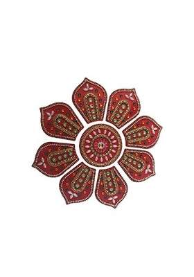 Shreeji Decor Collections Designer Acrylic Rangoli Red 12 Inches 9 Piece Set