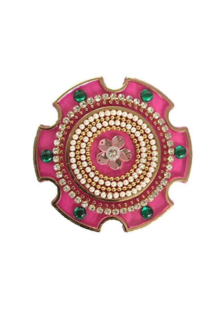 Shreeji Decor Collections Designer Acrylic Rangoli Pink 10 Inches 7 Piece Set - Indya