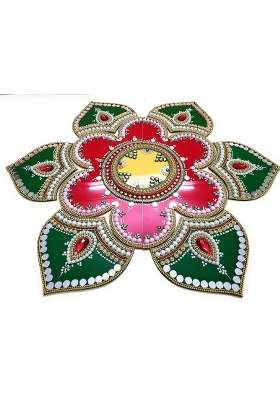 Gifting Glams 11 Pieces Set Acrylic Rangoli with Multicolour Handicraft Jewel Stone Decorations