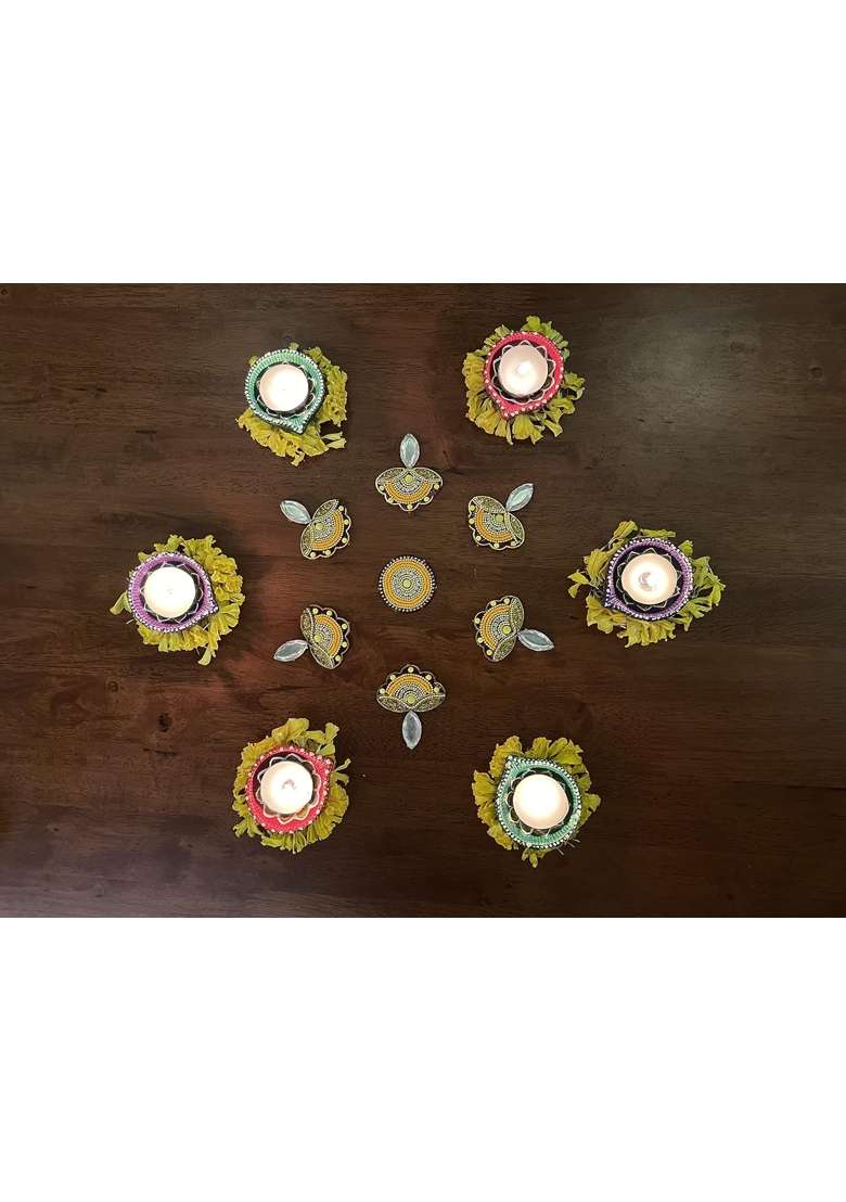 Tarini Gallery Floor Rangoli Home Decoration for Festival Diwali Acrylic Traditional Handmade Inerior - Indya